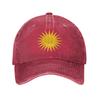 Vintage Kurdish Sun Flag Kurdistan Heart Baseball Caps for Unisex Women Distressed Denim Snapback Hat Kurd Kurdi Outdoor Soft Hats