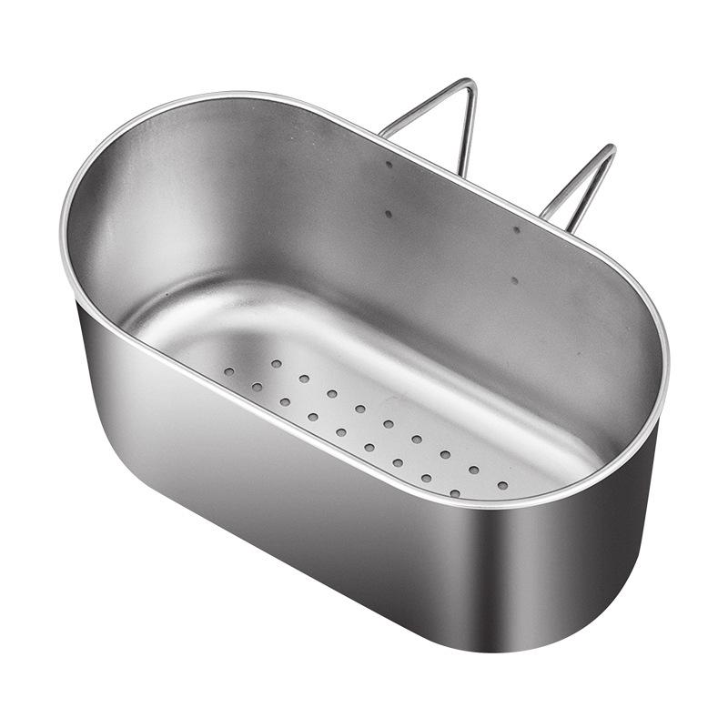 New 304 Stainless Steel Multi-Function Sink Drain Basket with Filter & Hanging Rack