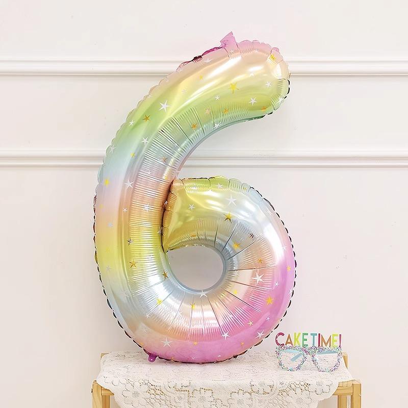 40 Inch Gradual Change Star Birthday Digital Balloon Baby Children'S First Year Party Photo Props Decorations
