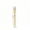 304 Stainless Steel Gold Cutlery Set with Violet Acrylic Bamboo Joint Handles: Includes Knife, Fork, and Spoon for Hotel Light Luxury Use.
