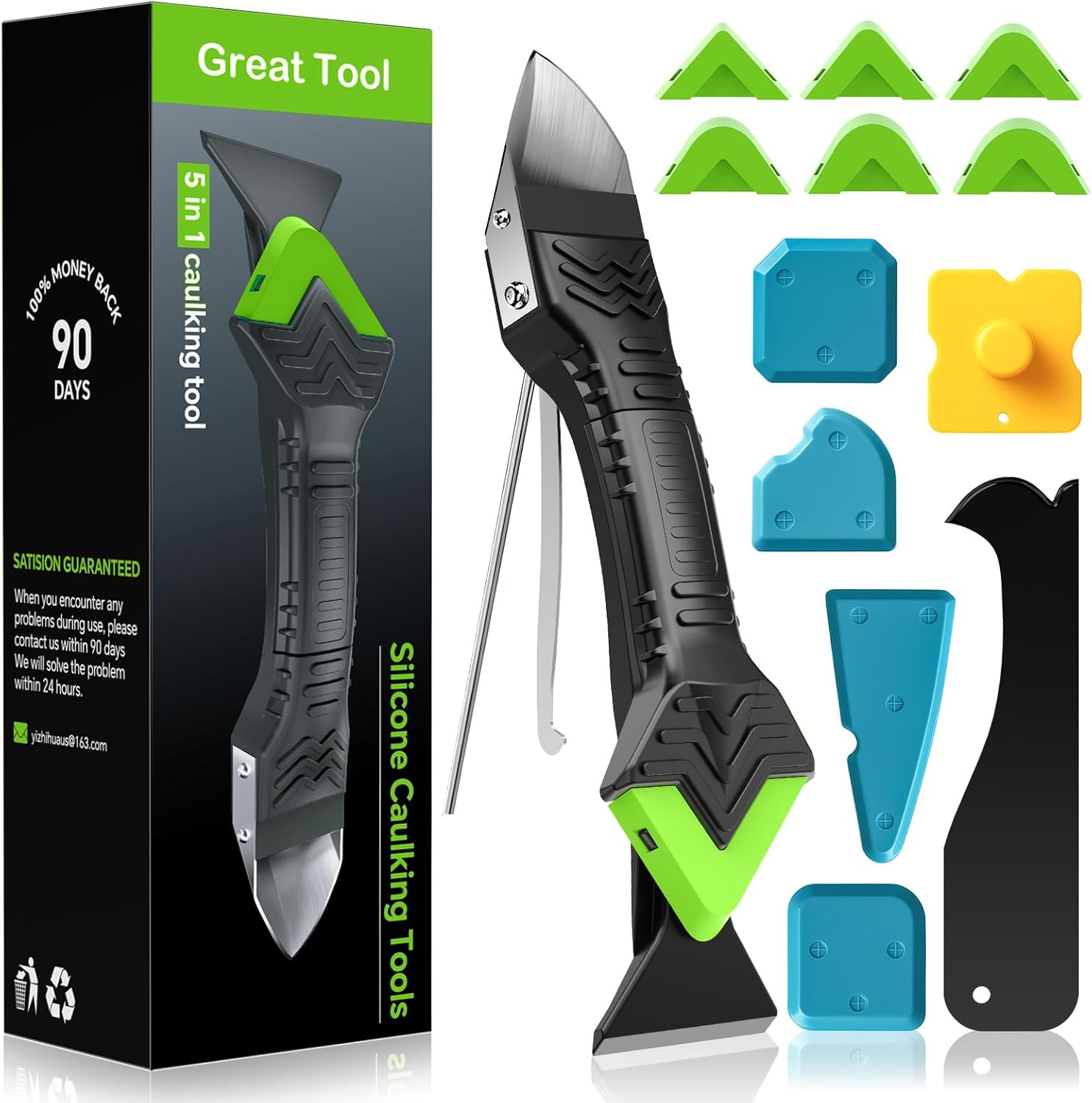 

5 in 1 13 pcs Silicone Remover Sealant Smooth Scraper Caulk Finisher Grout Kit Tools Floor Mould Removal Hand Tools Set зелёный