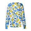 Women's Casual Long Sleeve Single Breasted Hawaiian Print Caregiver Jacket Cardigan Top Lightweight Button Up Shirt for Work