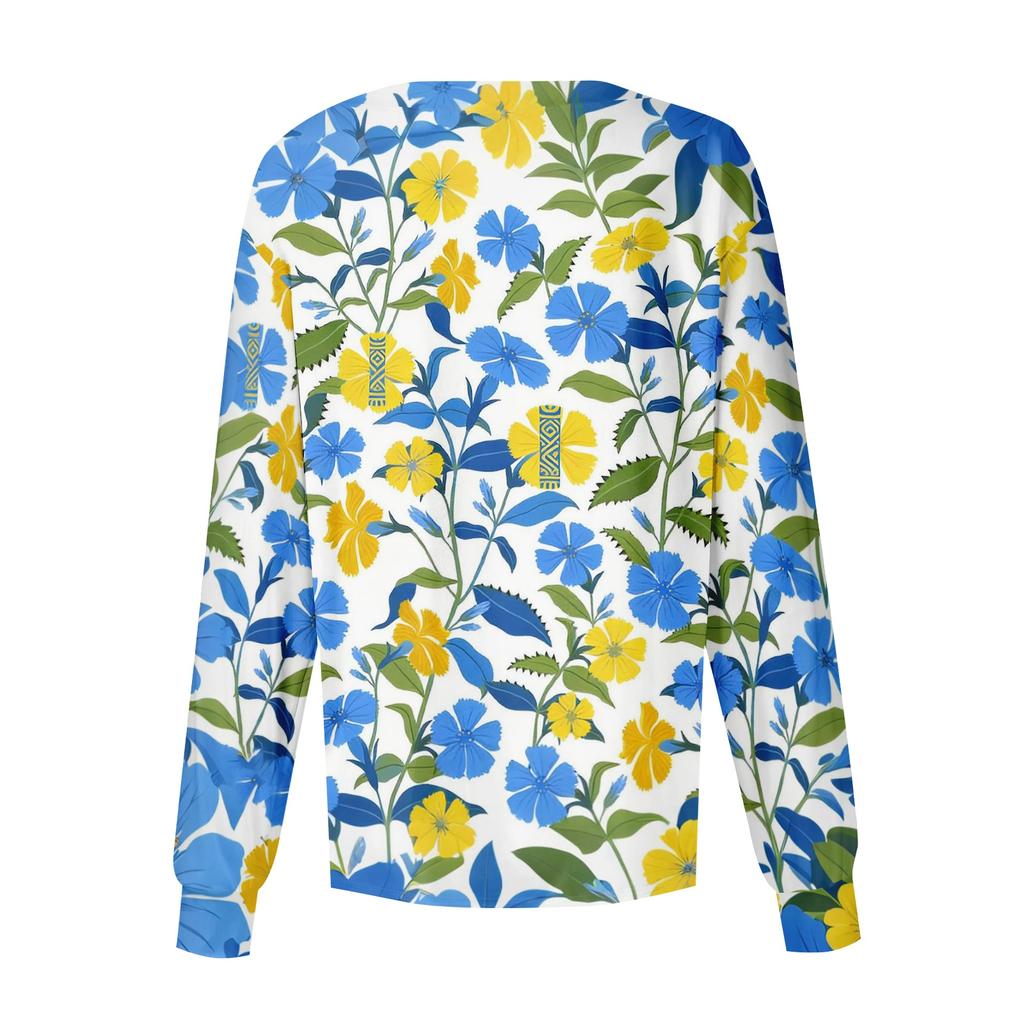 Women's Casual Long Sleeve Single Breasted Hawaiian Print Caregiver Jacket Cardigan Top Lightweight Button Up Shirt for Work