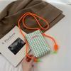 Fashion Mini Square Grid Canvas Shoulder Bag Portable Crossbody Mobile Phone Pouch Multifunctional Women Girls Lipstick Storage