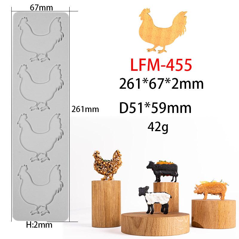 Tier-Thema Silikonform-Matte Schwein Kuh Schaf Huhn Fondant Dessert Kuchen Dekoration Werkzeuge Schokoladenkuchen Spitzenmatten Form