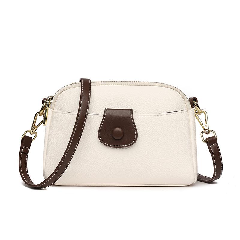 

2026 Luxury Genuine Leather Women s Shoulder Crossbody Bag High Quality Designer Women Shoulder Bag Solid Color Female Messenger білий