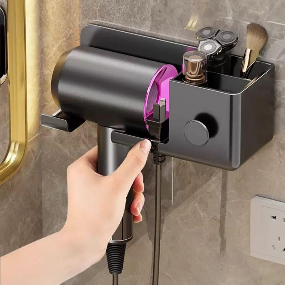 Plastic Hair Dryer Holder Wall Mounted Dryer Hair Stand Durable Storage Rack  Bathroom Accessories