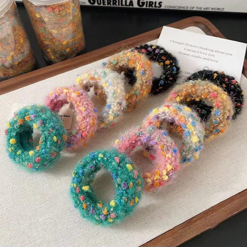 10pcs/canned Multicolor Plush Hair Rope for Women High Elastic Hair Rope Fashion  Girl Does Not Damage Hair Hair Ties