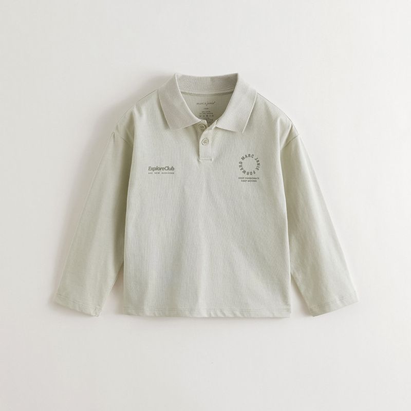 Mark Jenny Boys' Mountain-Style Outdoor Pure Cotton Polo Shirt Kidsren's Long-Sleeved T-Shirt 2026 Spring New Product 551133