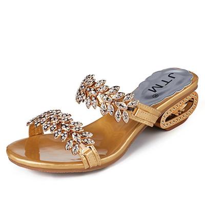 Sandals Women's Summer New Casual Rhinestone F21 Contemporary Metal Peep-toe Roughing Word Women's Sandals