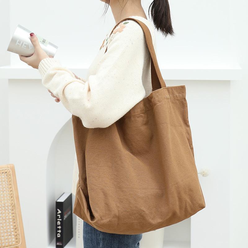 IELGY Korean Version of Casual Literary Canvas Bag, Simple and Large-capacity Tote Bag