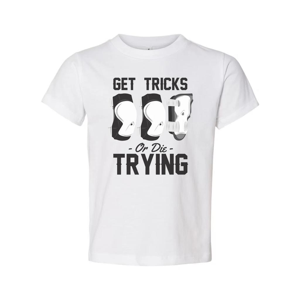 Unisex Skateboarding T Shirt With Get Tricks Or Die Trying Graphic Print For Fan