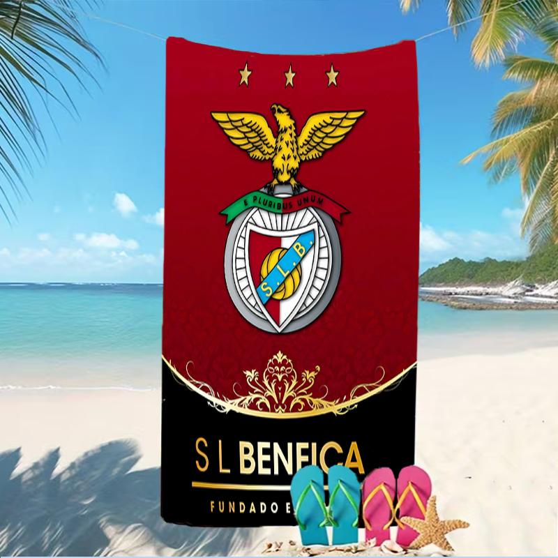 Strandtuch mit Muster von Sport Lisboa e Benfica - weich, saugfähig, maschinenwaschbar, leicht & modern, zum Schwimmen, Reiseutensilien