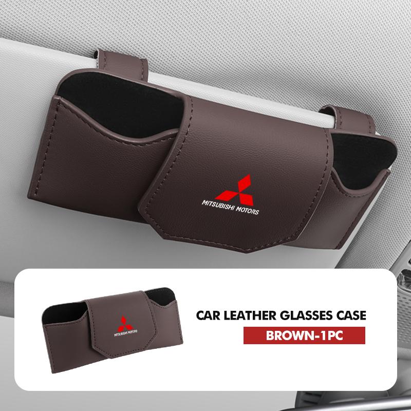 kycp1 Car Glasses Box Leather Eyeglass Case Sun Visor Lenses Holder Accessories For Mitsubishi Outlander Lancer Cross Colt Xpander