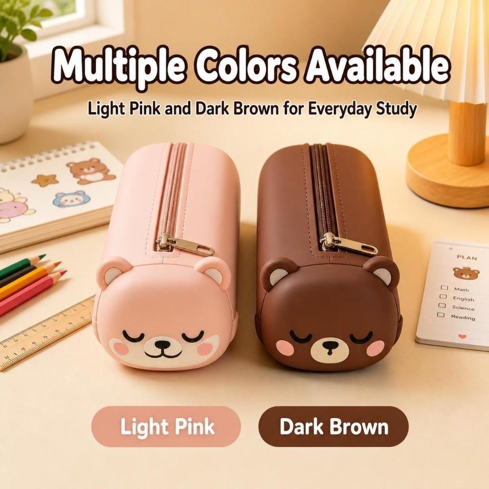 Large-capacity Bear Pencil Case Zippered Kids Stationery Bag NEW Pencil Pouch School Students