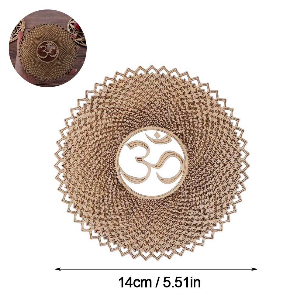 Symbole Naturel Bois Chakra Fleur de vie Tapis Énergétique Bord Arrondi Cercles Sculptés Sous-verre Pour Ensemble Pierre Cristal Décor Mural Cuisine