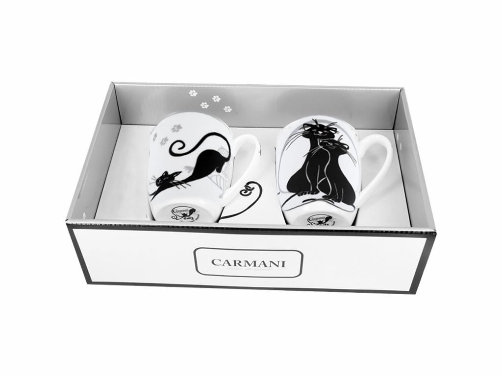 Set of 2 Pcs Ceramic Mugs Cat World Cats Carmani Gift For Couples