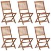 Folding Garden Chairs 6 Pcs with Cushions Solid Acacia Wood