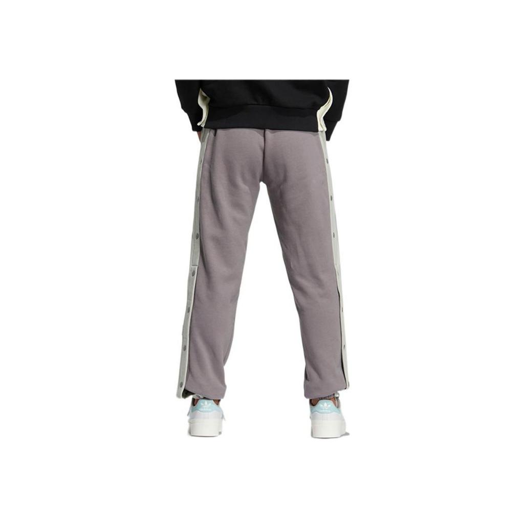 Adidas Originals SS22 Solid Color Drawstring Logo Embroidery Side Button Vintage Cuffed Sweatpants Women Bottoms Gray Brown IC8128