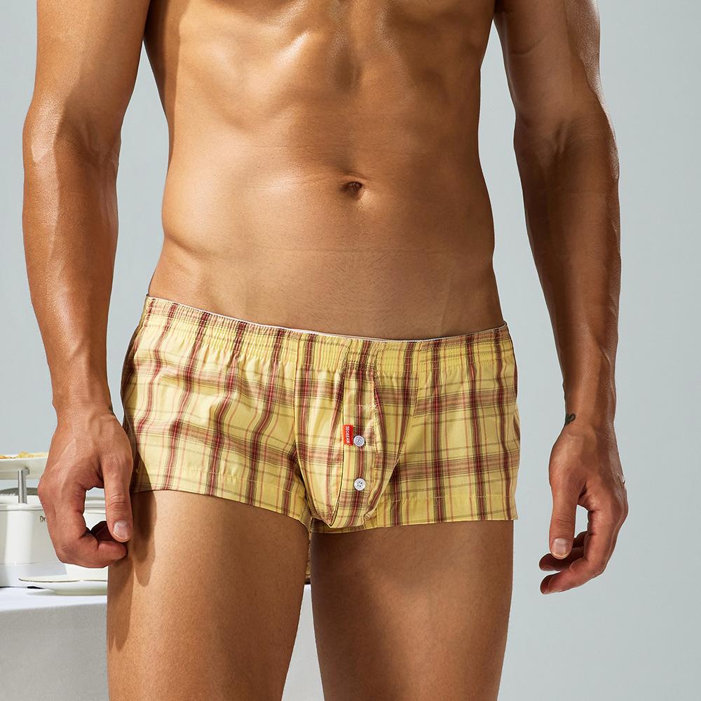 Cotton Men's Plaid Boxer Shorts Men Underwear Boxers Home Lounge Shorts Male Underpants Men Sleep Bottoms