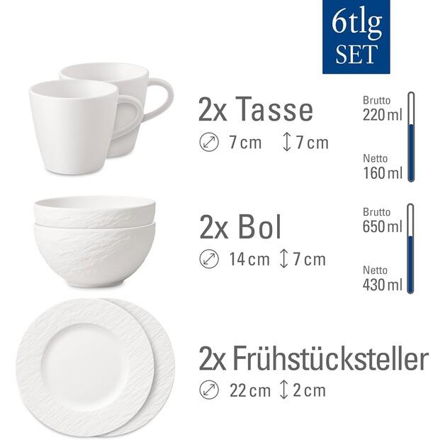 Набор для завтрака Villeroy & Boch Manufacture Rock blanc, 6 предметов (1042409072)