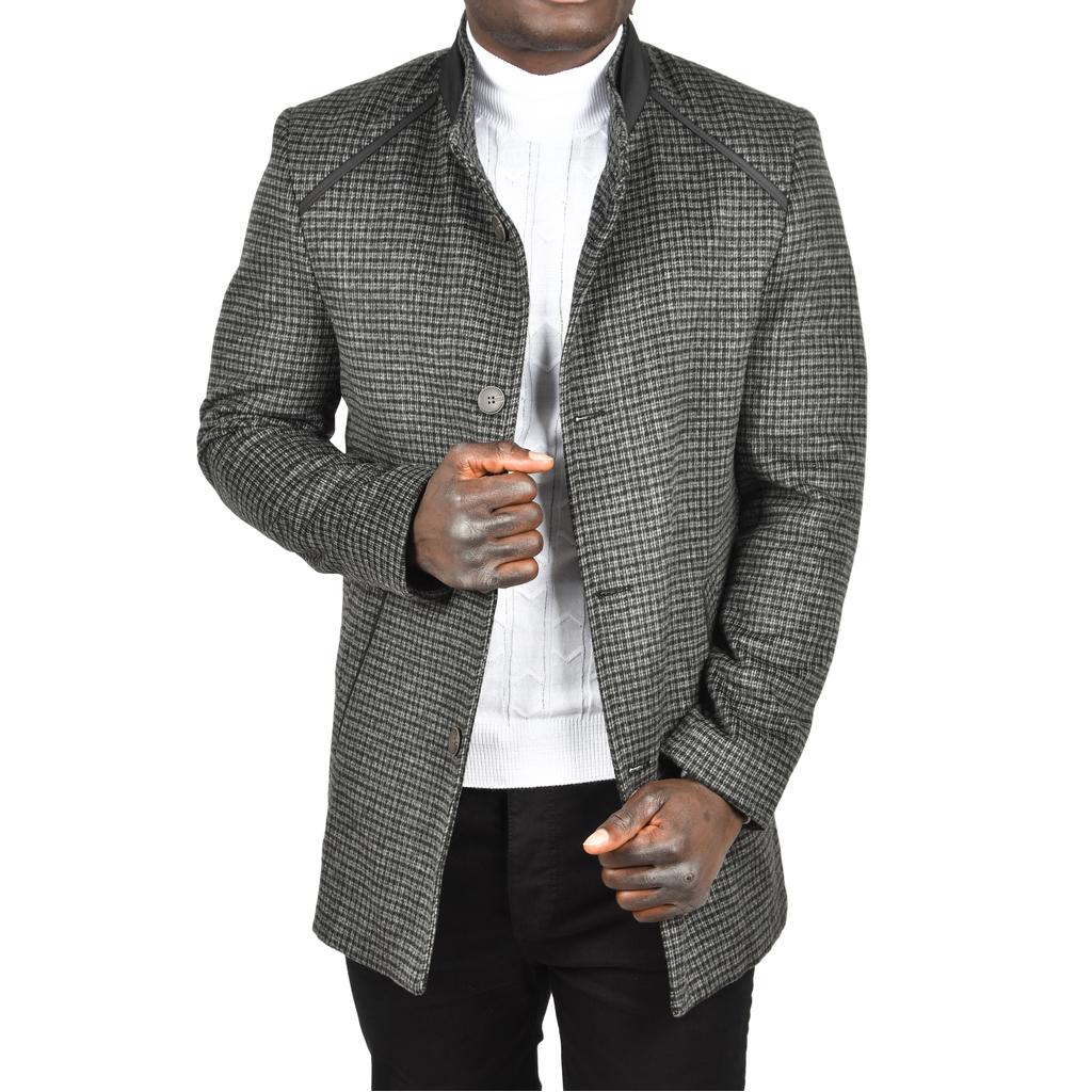 DeepSEA Pötikare Desenli Dik Yaka Dar Kesim Hakim Yaka Kaşe Kaban 2407003