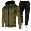 Men's Gradient Polka Dot Hooded Sportswear Set - Zipper Cardigan Hoodie & Joggers for Spring/Fall