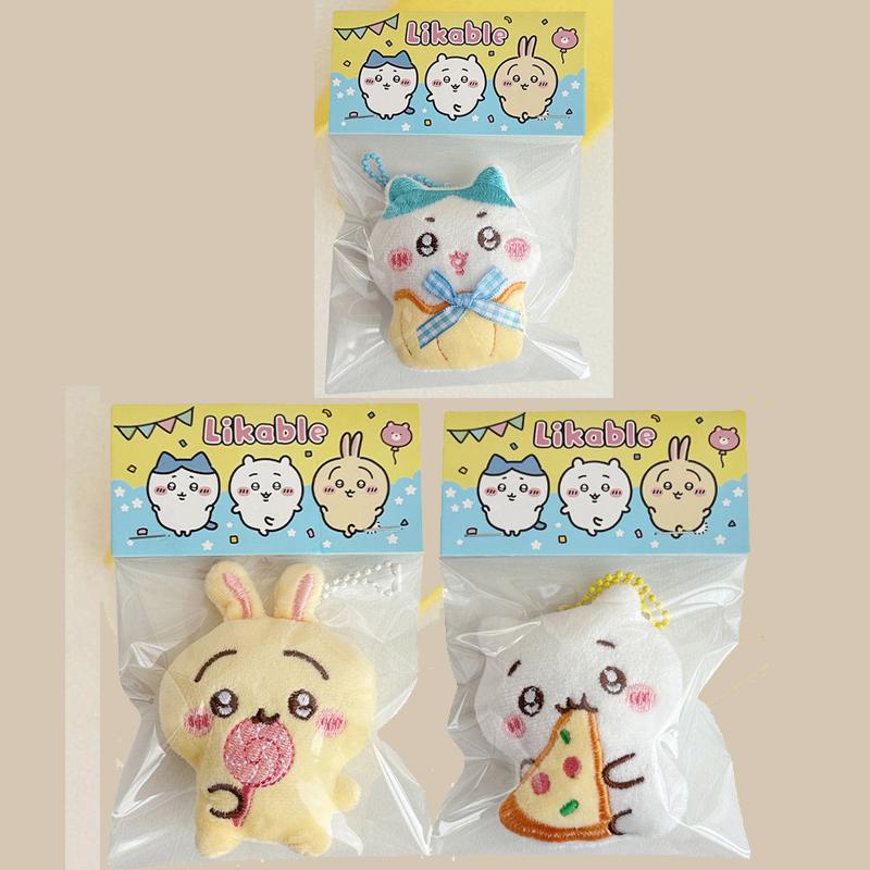 Popular 3Pcs Chiikawa Cute Plush Animation Doll Pendant Brooch Backpack Keychain Decoration Pendant Birthday Gifts
