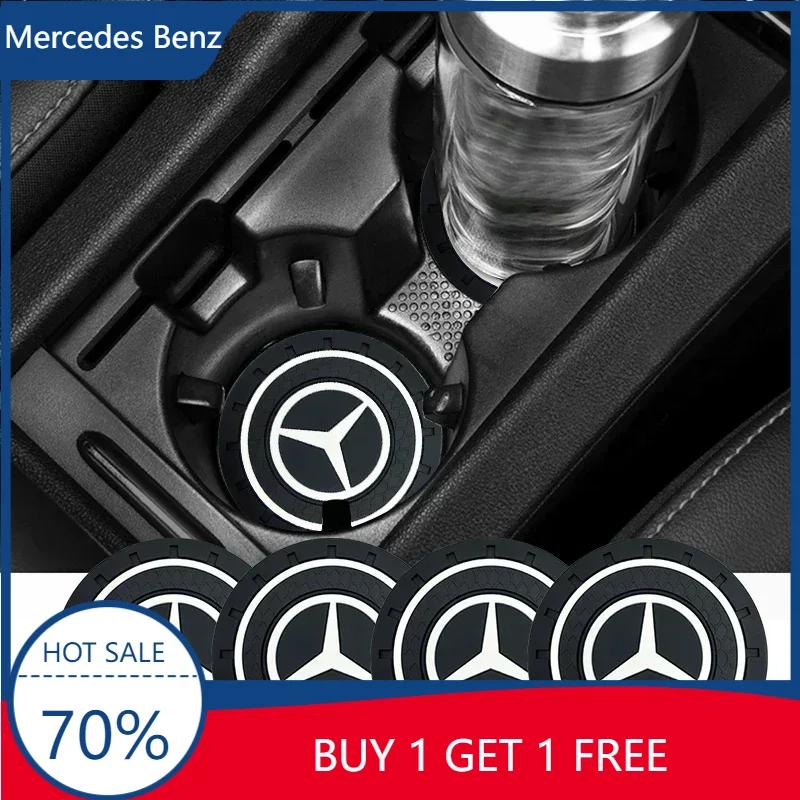 BUW1 For benz 2025 Hot New 2pcs Non-slip Car Water Cup Rubber Mat For Mercedes Benz C180 C200 C260 C300 W108 W124 W126 W140 W168 W169