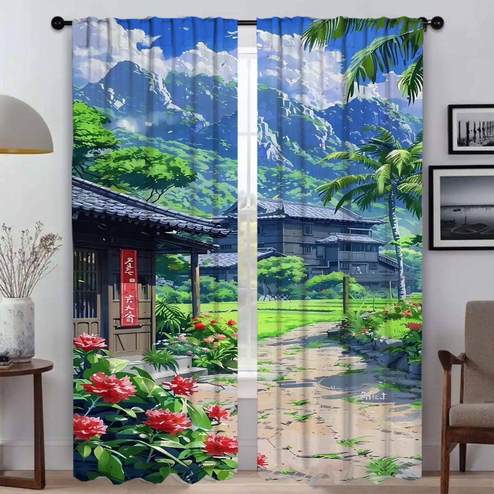 Summer Blackout Curtain for Room 2 Panel Tulle for Bedroom Kitchen Curtains Home Interior Curtains Partition Shades Living Child