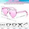 Peach Heart Sunglasses Love Sun Glasses Jelly Color Rimless Heart-Shaped One-Piece Glasses Dazzling Color Eyewear 2024 New