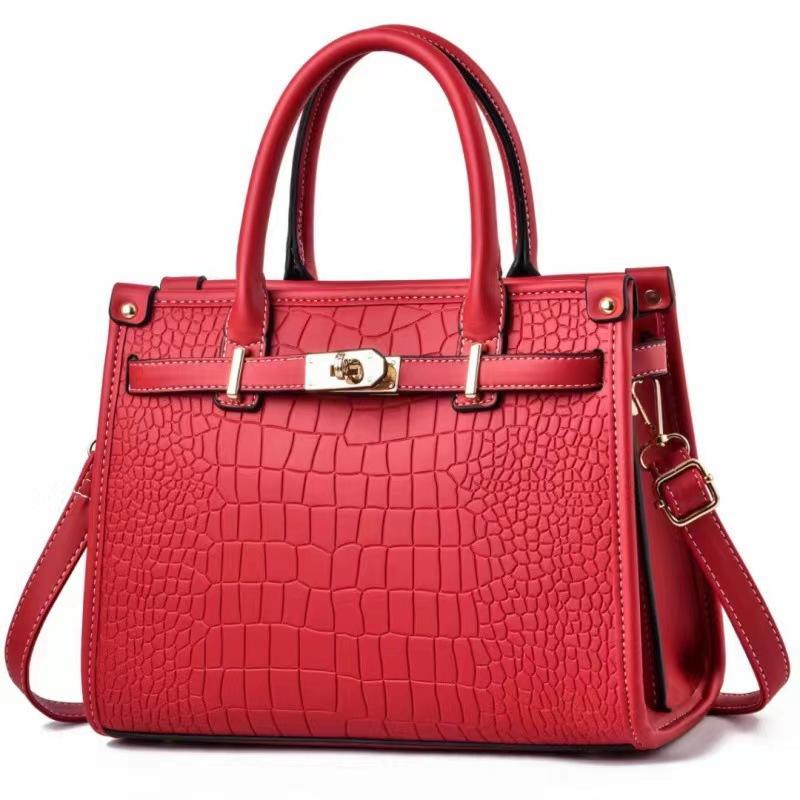 Crocodile Pattern Top-Handle Purses for Women Crossbody PU Leather Bags Trendy Large Capacity Tote with Shoulder Strap Women's Handbags