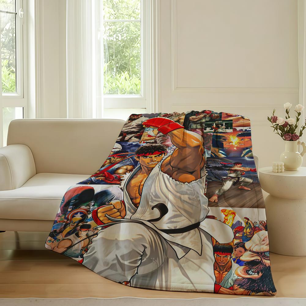 Game S Street F Fighter Blanket For Sofa Office Bed Plane Travel Sleep Read Relax Camping Soft And Warm