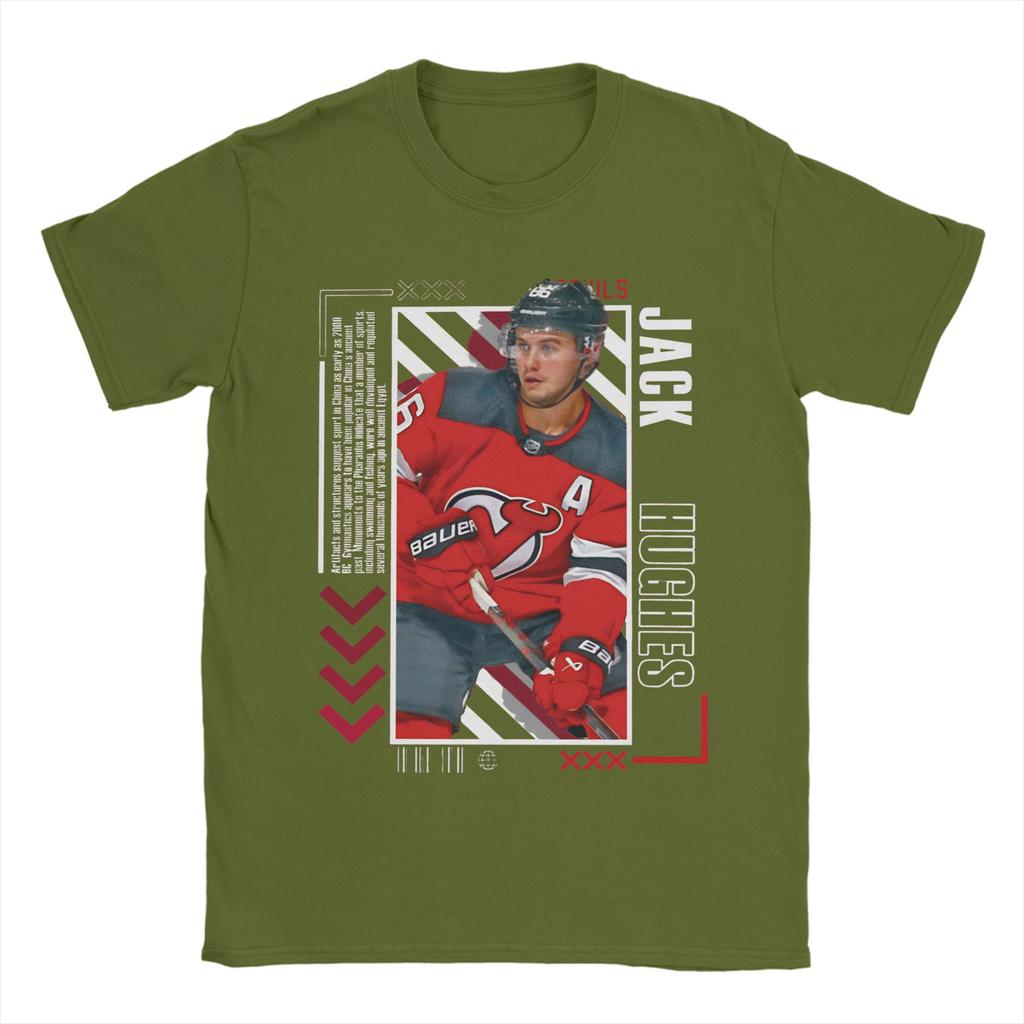 Jack Hughes Hockey Paper Poster Men T Shirt  Vintage Tees Short Sleeve Round Collar TShirt Cotton Plus Size Clothes