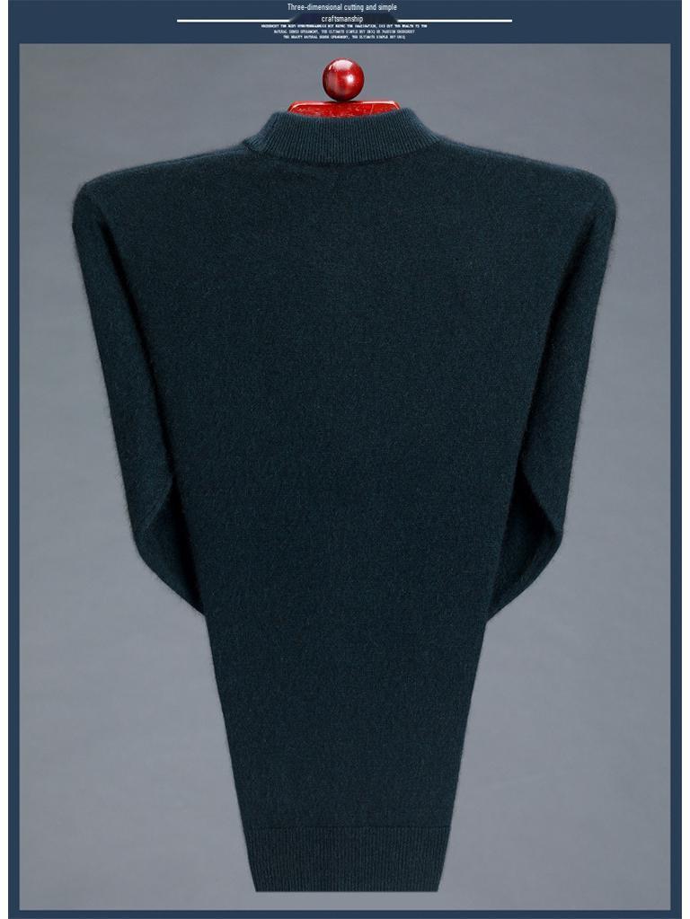 Men's Thick Cashmere Wool Sweater - Loose Fit, Round/Half-High Neck Pullover
