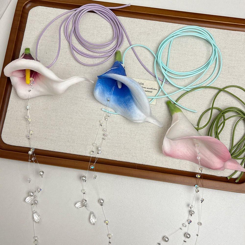 Exaggerated Flower Necklace Wax Rope Floral Clavicle Chain Personalized Flower Choker  Photograph