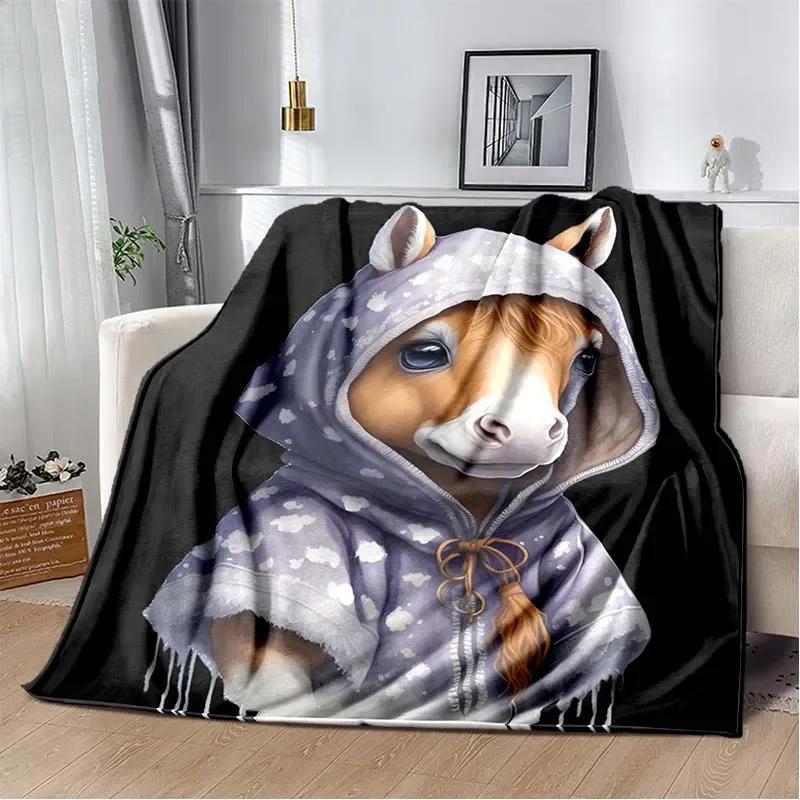 3D Print Cartoon Pentium Horse Flannel Blanket,Multi-purpose Holiday Gift Blanket Warm And Soft Blankets All Seasons
