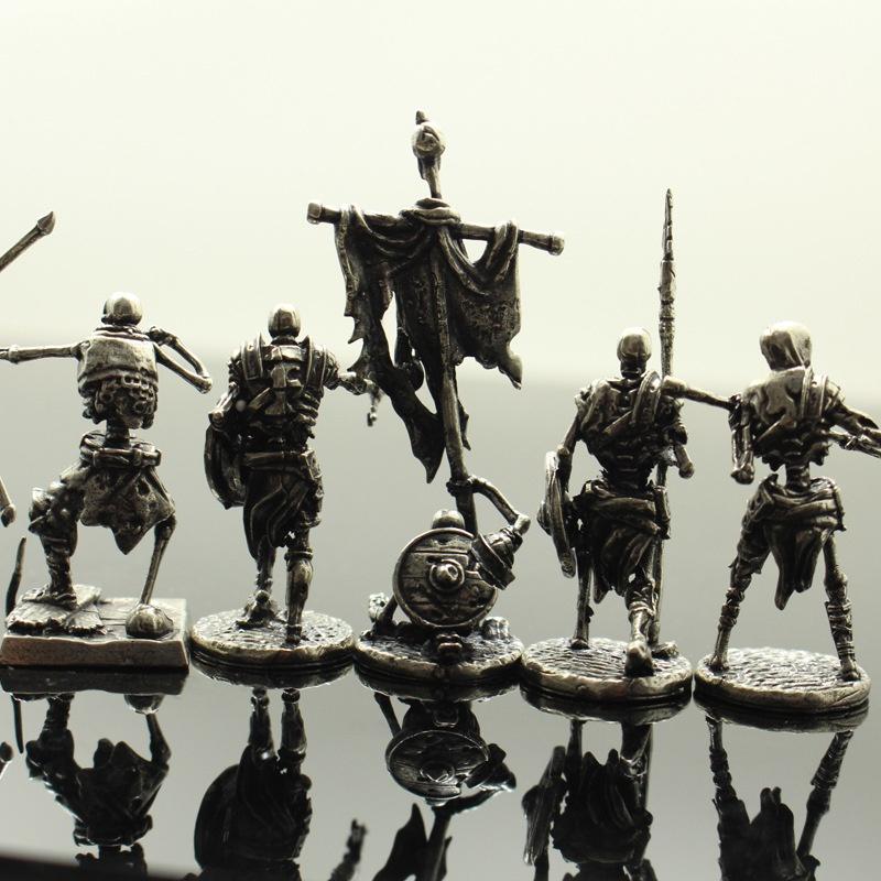Copper Skeleton Legion Figurines Miniature Decoration Retro Metal Skull Soldier Army Statue Desk Toy Ornament