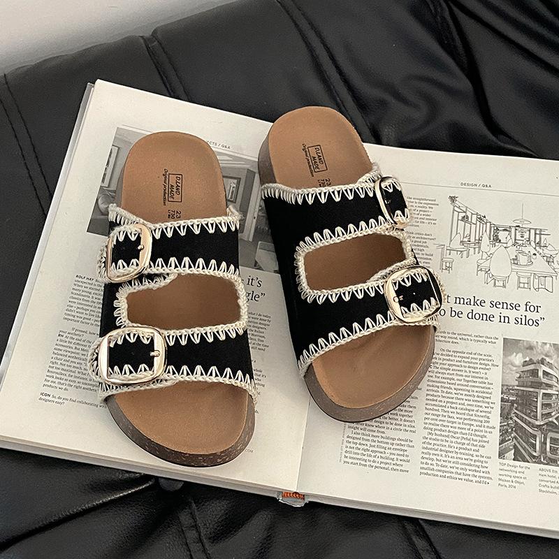 

Boken тапочки повседневные тапочки на платформе женская уличная обувь 2025 новая летняя уличная обувь удобные с юбкой тапочки на одной подошве 35 чёрный