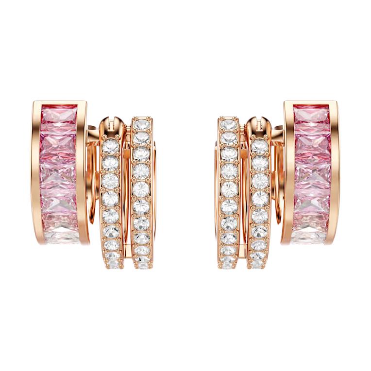 Swarovski Connexus Large Circle Hollow Ring Design Cubic Zirconia Earrings Unisex Earrings Gold Pink 5741333