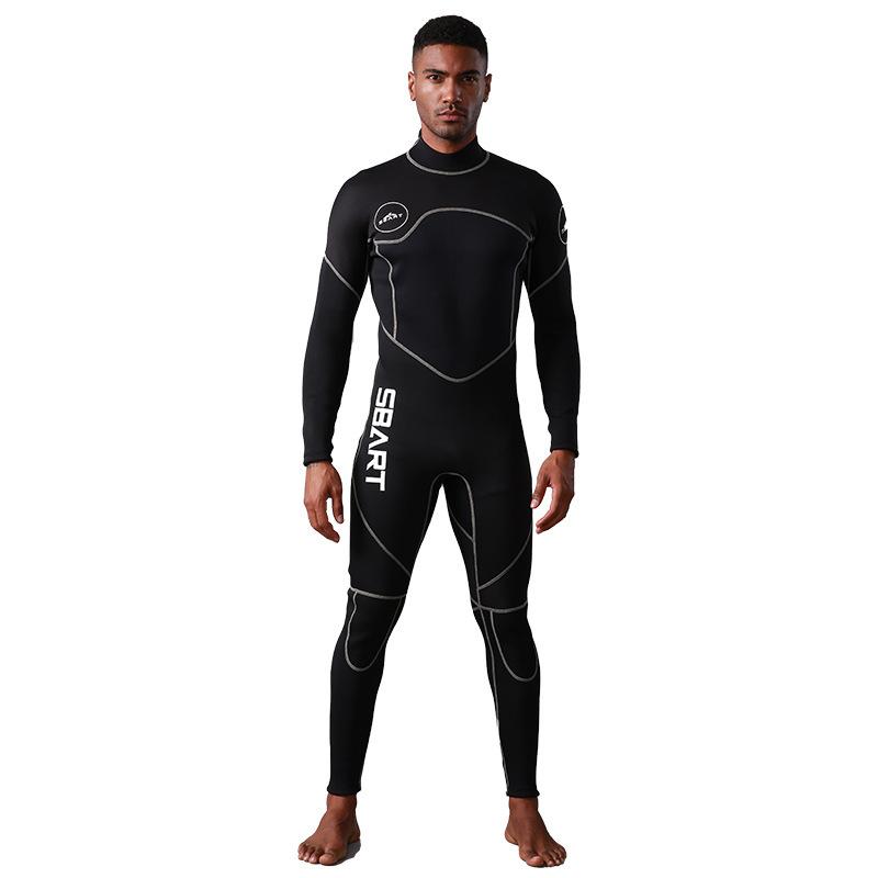 Men One Piece Wetsuit 3mm Neoprene Front/Back Zip Wetsuit Keep Warm UPF 50+ Full Body Long Sleeves Dive Suit for Surf Water Sports Diving Canoeing