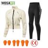 Women's CE-Certified Winter Thermal Fleece-Lined Off-Road Breathable Sexy Slim-Fit Women's Motorcycle Jacket Set
