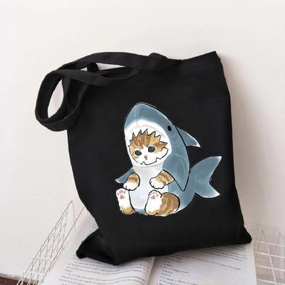 Borsa della spesa Cat Shark Bolsa Compra Borsa di iuta pieghevole Bolsa Shopper Bolso Shopping Borsa a mano Tote Rete riutilizzabile Ecobag Cabas