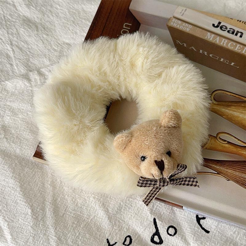Cartoon Plush Large Intestine Hair Band Bow Choker Headband Bear Headgear Teddy Hair Rabbit Hair Rope Hair Accessories Female