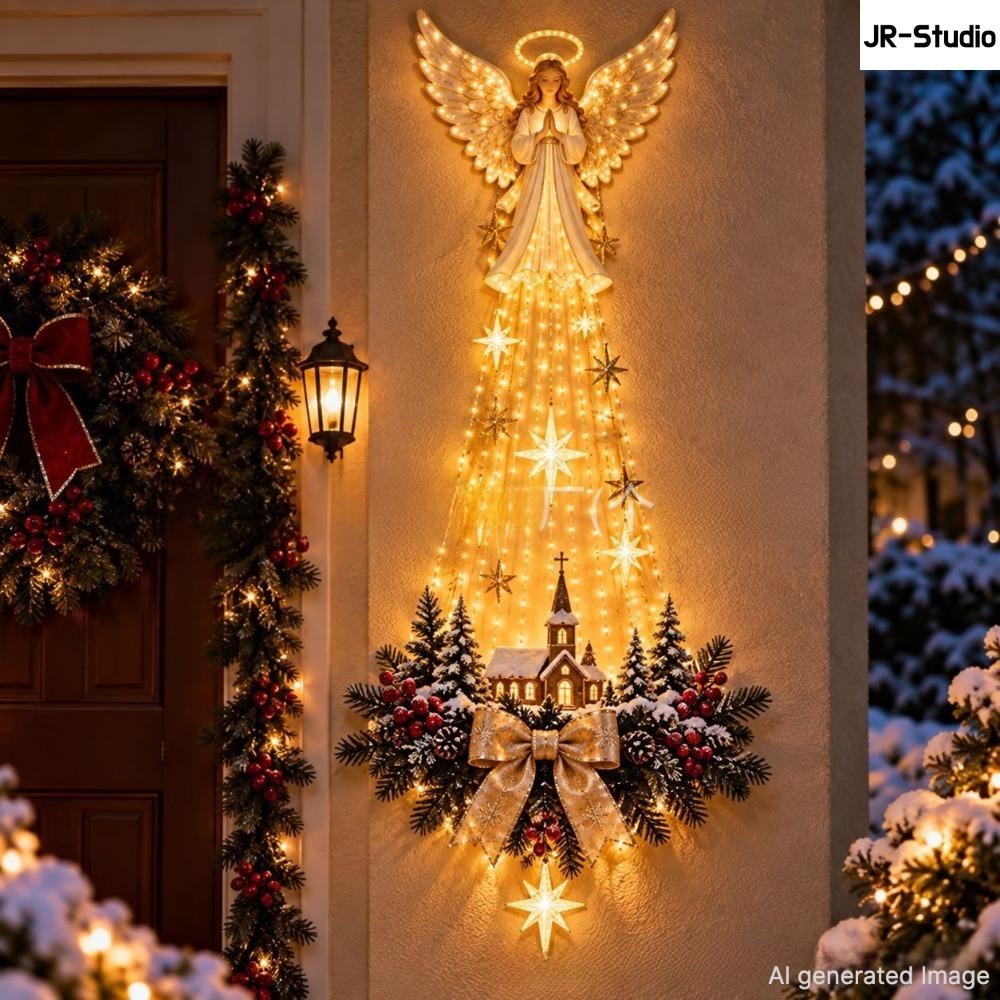 Light Up Angel Wall Lamp, Luminous Wing Resin Wall Decor, Christmas Star Scene Ornament, Festive Atmosphere Home Decoration Gift