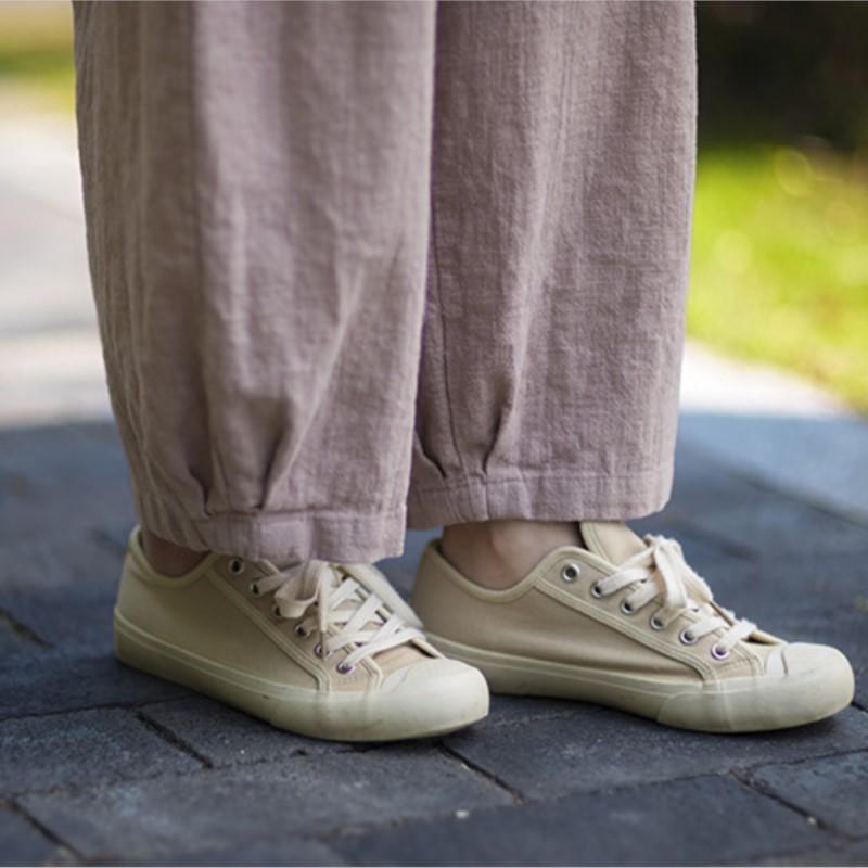Johnature Women Vintage Bloomers Pants Summer Chinese Style Solid Color Trousers Pockets Soft Pants