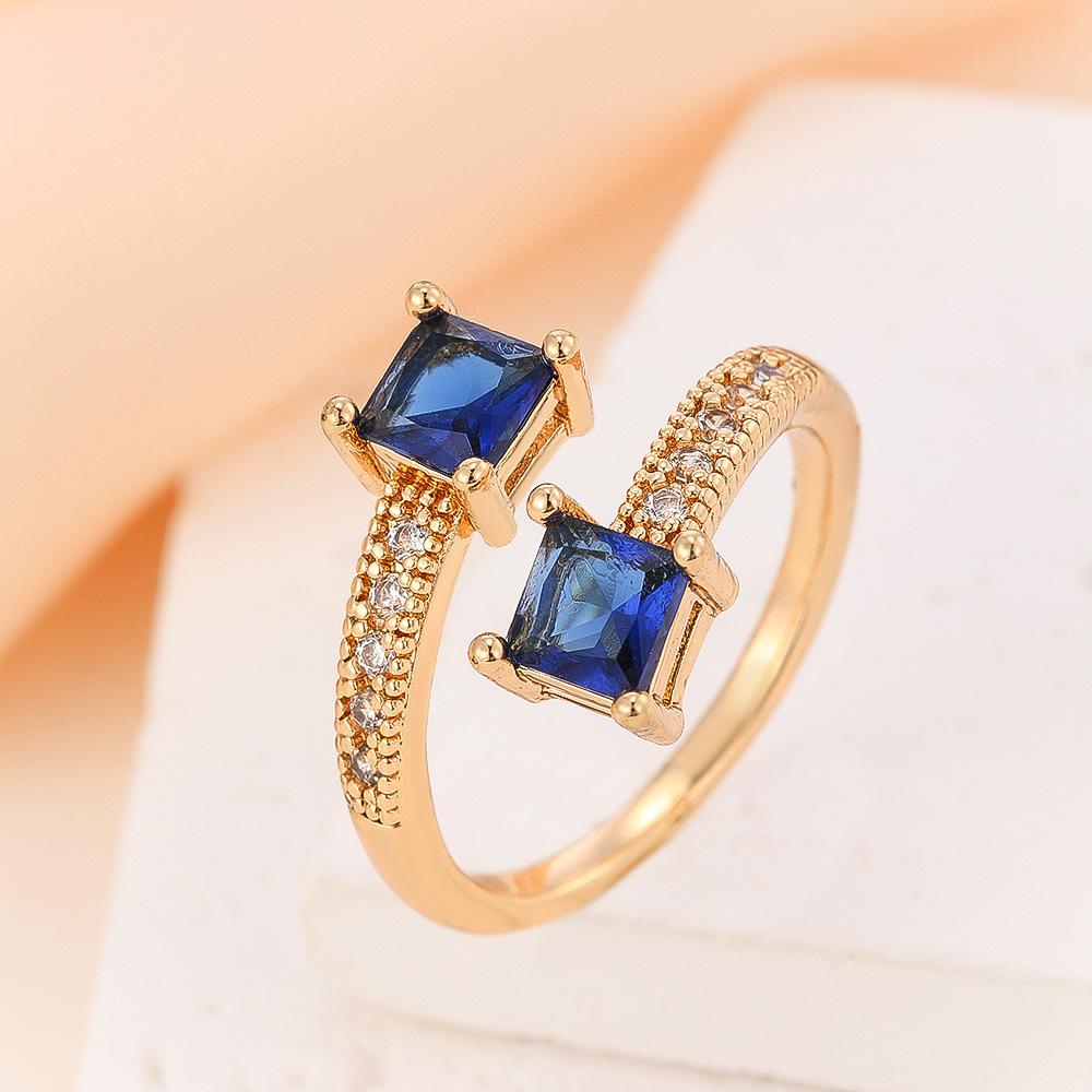 European and American Style Square Ring with Geometric Cross Temperament, Niche Rings for Women