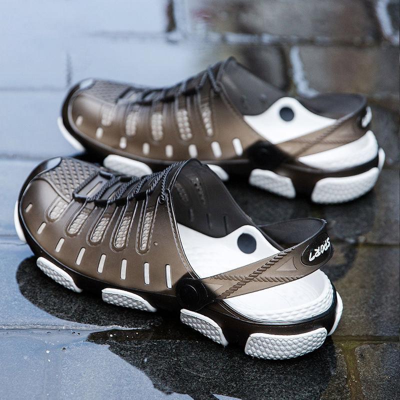 

Мужские сандалии, дышащая пляжная обувь из ЭВА для мужчин, легкие однотонные летние мужские сандалии, размер 40–45, повседневные мужские тапочки 44 чёрный