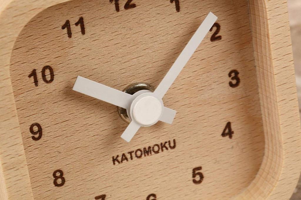 KATOMOKU muku mini clock Square white table clock wooden km-25WH 85×85×46mm