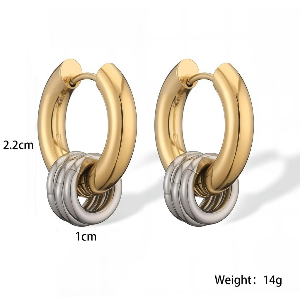 Hot Sale Non-Fading Jewelry Stainless Steel Triple Hoop Earrings for Women Geometric Round Circle Waterproof Statement Jewelry